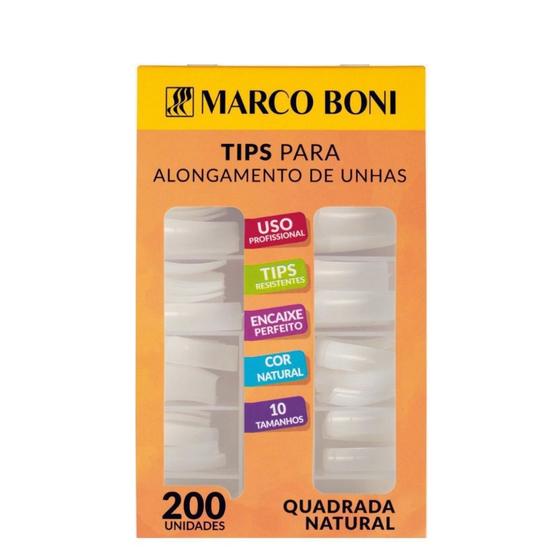 Imagem de Kit Com 200 Tips de Alongamento de Unhas Quadrada Natural
