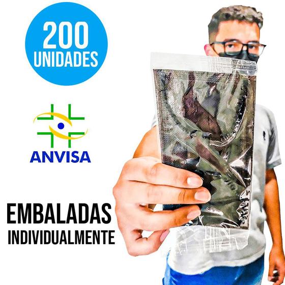 Imagem de Kit Com 200 Unidades Mascara Descartável Embalada Em Saquinho Individual Preta Medcombo