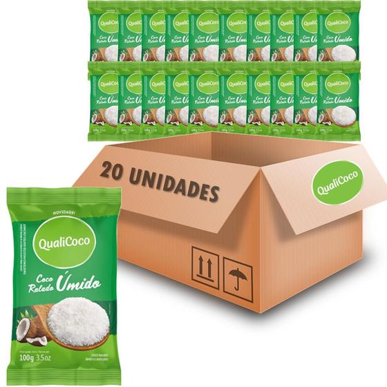 Imagem de Kit Com 20Und Coco Ralado Úmido E Adoçado Qualicoco 100G