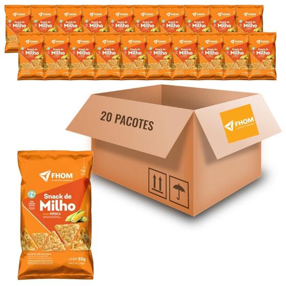 Imagem de Kit Com 20Und Snack De Milho S/ Gluten Sabor Pipoca Fhom 55G