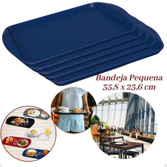 Imagem de Kit com 24 Bandejas Multiuso Retangular 35,8x23,6 Resistente Restaurante Self Service FastFood Bares