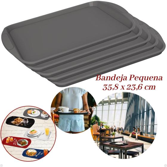 Imagem de Kit com 24 Bandejas Multiuso Retangular 35,8x23,6 Resistente Restaurante Self Service FastFood Bares