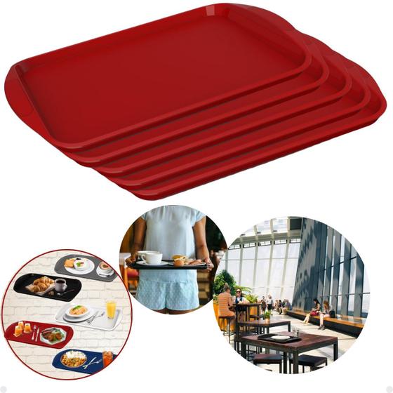 Imagem de Kit com 24 Bandejas Multiuso Retangular 44x30,7 cm Resistente Restaurante Self Service FastFood Bares