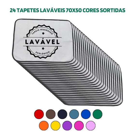 Imagem de Kit com 24 Banheiro para Cães Tecido Ecológico 70x50 Sortidos - 200 Lavagens Quality