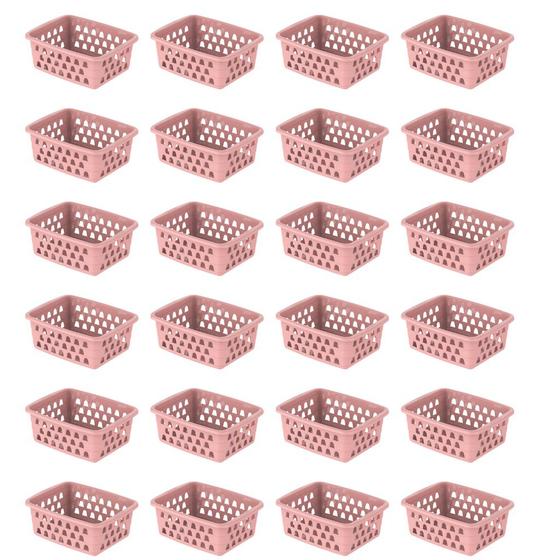 Imagem de Kit Com 24 Cestos Organizadores Multiuso Pequeno Rosa Uninjet