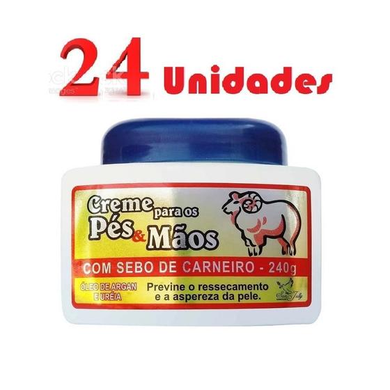 Imagem de Kit com 24 Creme Para Pés E Mãos Sebo De Carneiro Sanjully