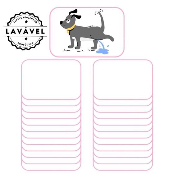 Imagem de Kit com 24 Fraldas de Câes p/Chão 70x50 Branco com borda Rosa 200 Lavagens - Alta Absorção