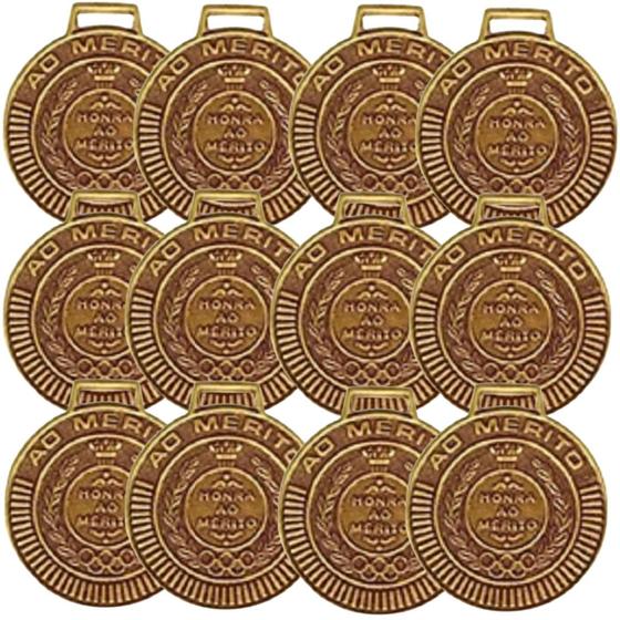 Imagem de Kit com 24 Medalhas Rema Honra Ao Mérito 60mm Com Fita Cor Bronze