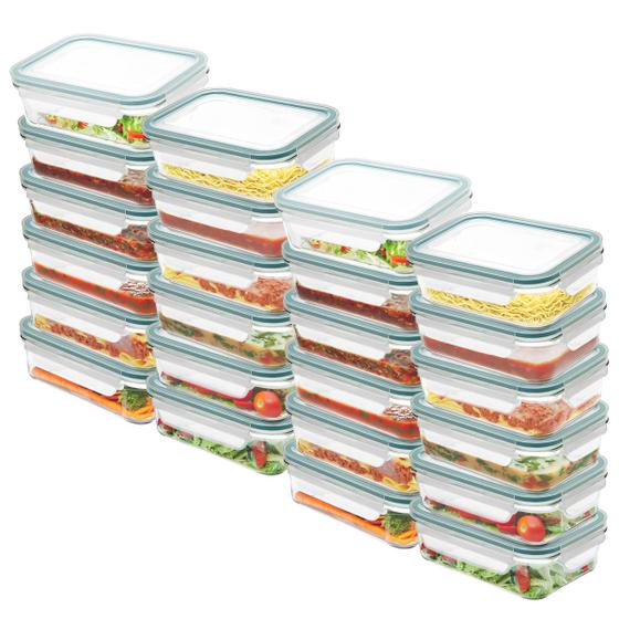 Imagem de Kit Com 24 Potes Herméticos de Vidro Marmitas Fitness Vasilhas Com Tampa Freezer Microondas 370ml