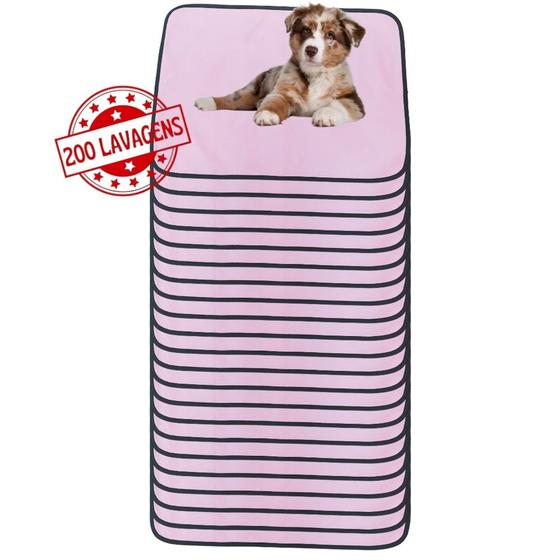 Imagem de Kit com 24 Tapetes Higiênicos 70x50 Rosa Laváveis para cães 200 Lavagens - Alta Absorção