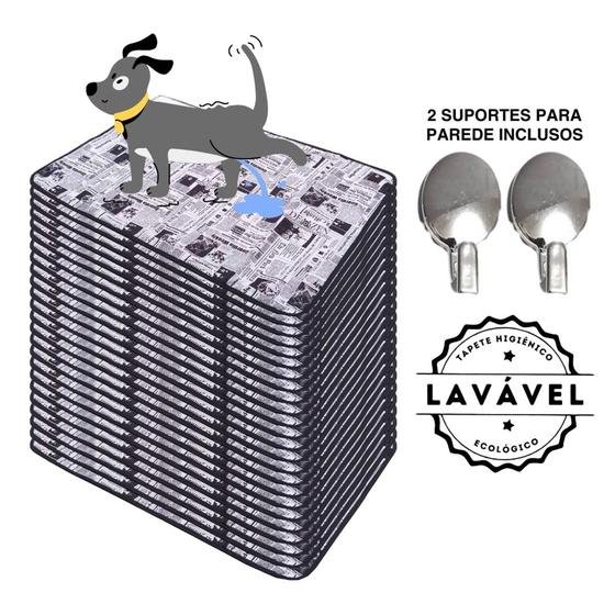 Imagem de Kit com 24 Tapetinhos Alta Absorção para Pets 100x70 Jornal com gachos - 300 Lavagens - Ecológico