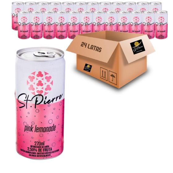 Imagem de Kit Com 24Un Refrigerante Pink Lemonade St Pierre Lata 270Ml