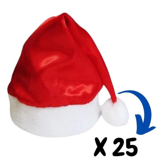Imagem de Kit Com 25 Gorro Touca De Papai Noel Linha Luxo Cetim Natal