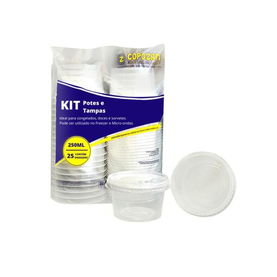 Imagem de Kit Com 25 Potes 500ml Multiuso Com Tampa Resistente Copozan PP Transparente Hermético Livre de BPA