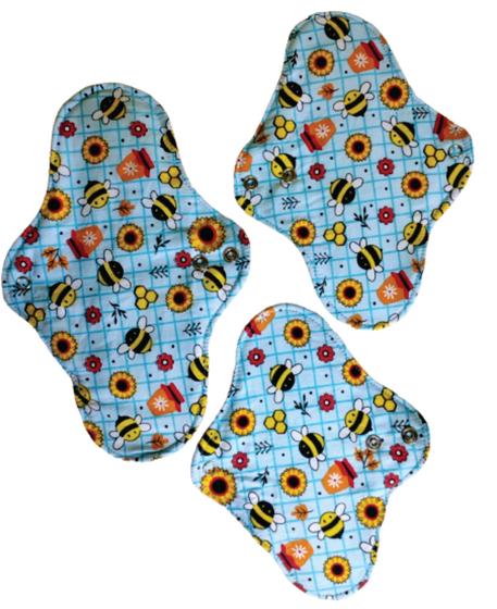 Imagem de Kit com 3 absorventes ecológicos reutilizáveis - noturno, fluxo intenso e normal