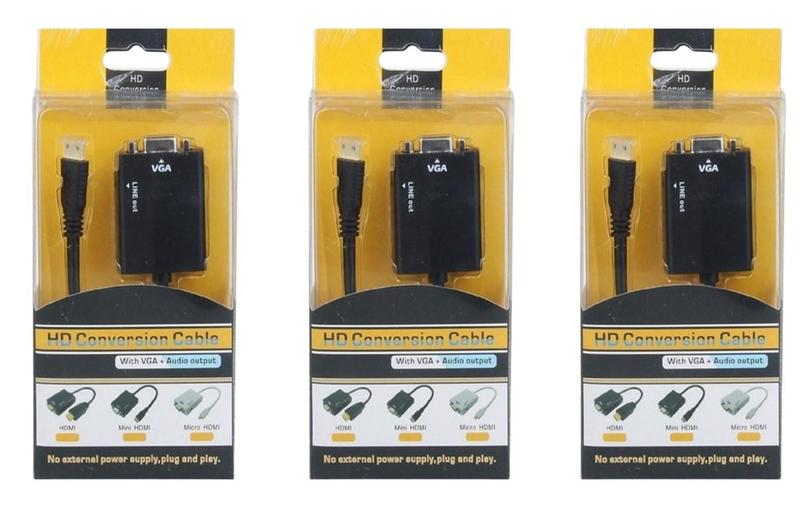 Imagem de Kit Com 3 Adaptador Hdmi X Vga