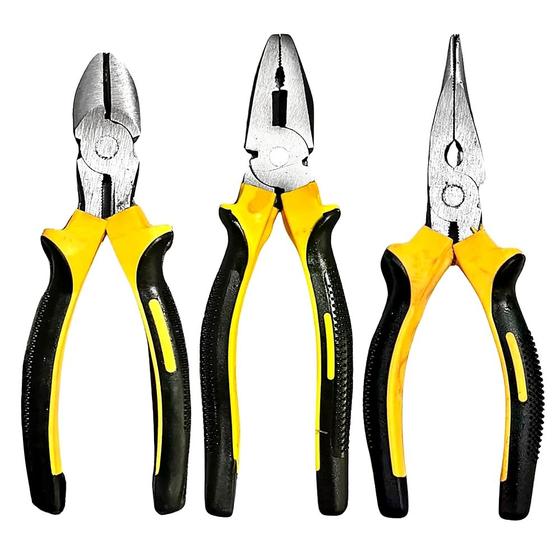 Imagem de Kit com 3 Alicates 1 Universal 1 Corte e 1 Bico Emborrachado