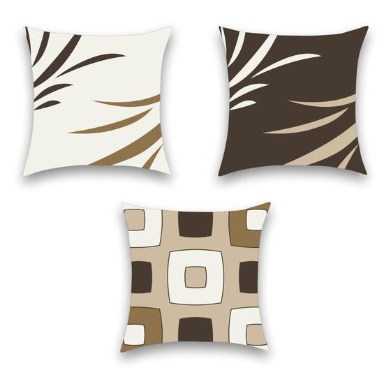 Imagem de Kit com 3 Almofadas Cheias 40x40cm Sem Zíper Estampas Diversas