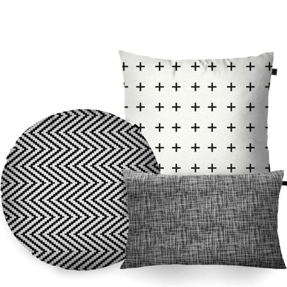 Imagem de Kit com 3 Almofadas Formatos Black White
