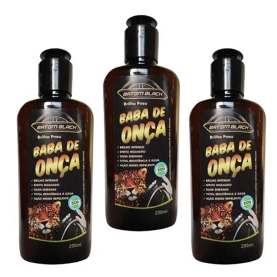 Kit com 3 baba de onça pretinho para pneus 200ml batom black Menor preço em Kit com 3 baba de onça pretinho para pneus 200ml batom black