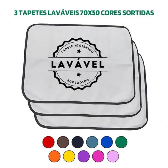 Imagem de Kit com 3 Banheiro para Cães Tecido Ecológico 70x50 Sortidos - 200 Lavagens Quality