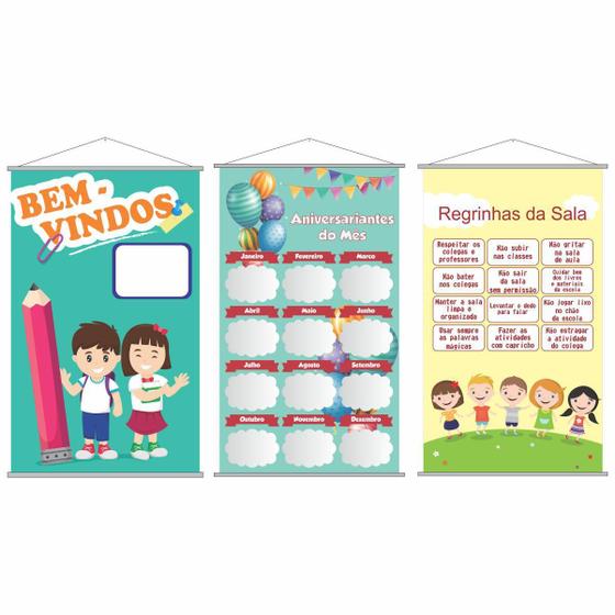 Imagem de Kit Com 3 Banners Escolares Para Decoração De Sala De Aula G