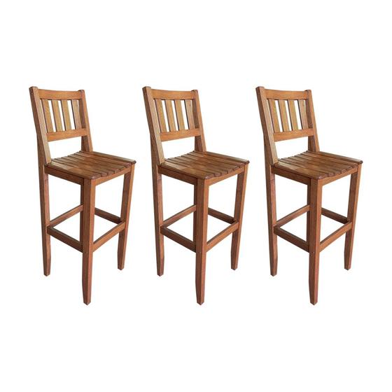 Kit com 3 Banquetas Rusticas Madeira Maciça Mineira para Area Externa Malbec Menor preço em Kit com 3 Banquetas Rusticas Madeira Maciça Mineira para Area Externa Malbec