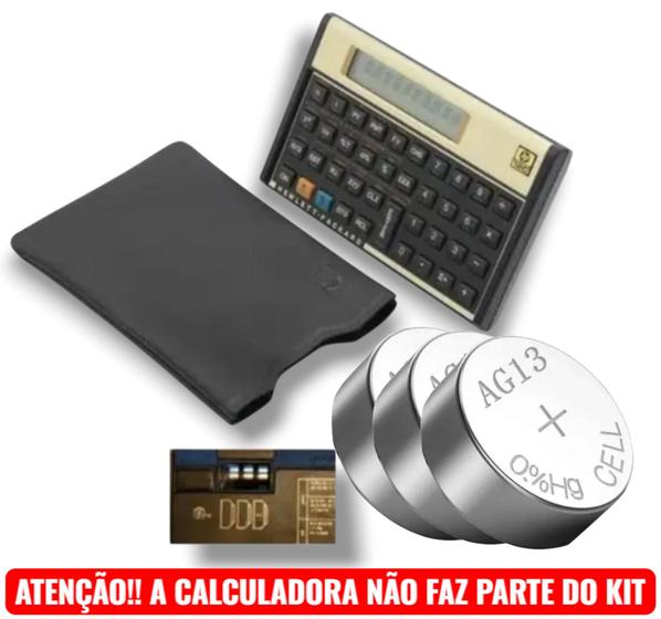 Imagem de kit com 3 baterias LR44 / L1154f para calculadora HP12C Modelo Antigo