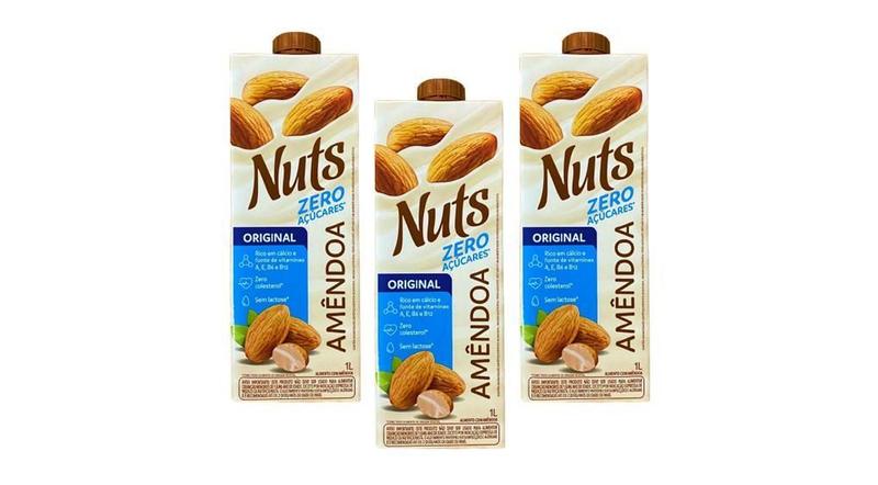 Imagem de Kit Com 3 Bebidas Amendoa Nuts Original Zero 1L