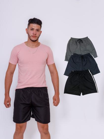 Imagem de Kit Com 3 Bermudas Tactel Básica Com Bolso Masculina