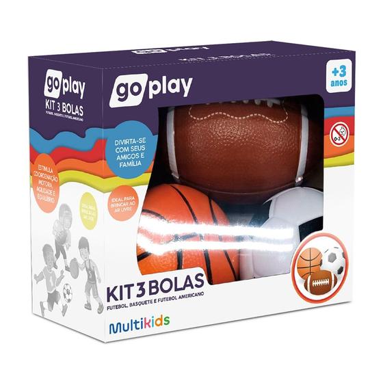 Imagem de Kit Com 3 bolas Infantil Go Play Multikids - BR2322