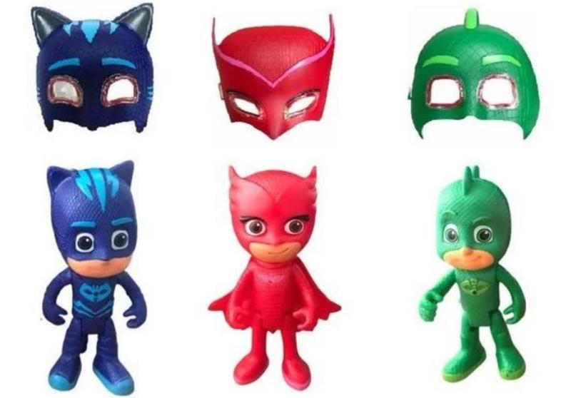 Kit Com 3 Bonecos Brinquedo Pj masks + Máscara Brinquedo Infantil Menor preço em Kit Com 3 Bonecos Brinquedo Pj masks + Máscara Brinquedo Infantil