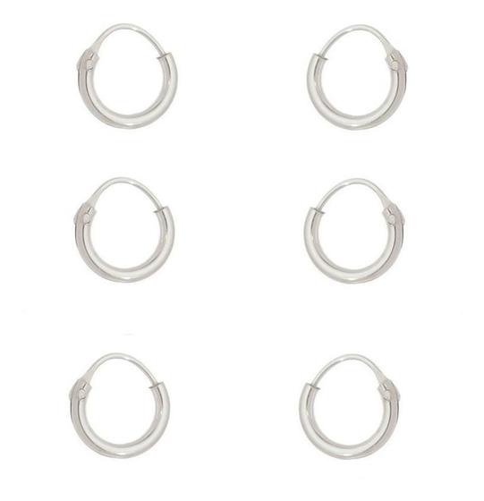 Imagem de Kit Com 3 Brincos Mini Argolinha Todas Com 8Mm Prata 925