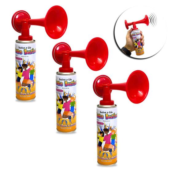 Kit Com 3 Buzinas À Gás Corneta Susto Super Alta Marítima Vuvuzela Spray Sinalizador Tubo Carnaval Menor preço em Kit Com 3 Buzinas À Gás Corneta Susto Super Alta Marítima Vuvuzela Spray Sinalizador Tubo Carnaval