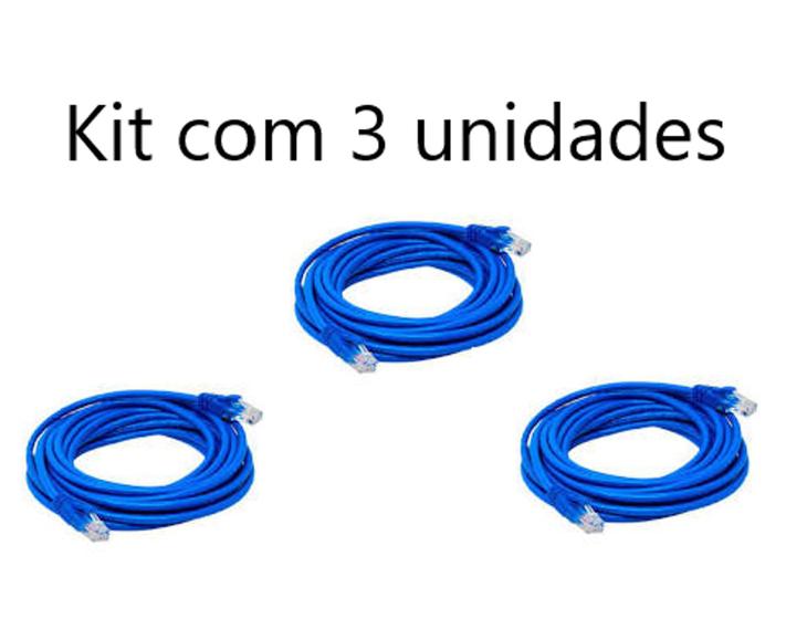 Imagem de Kit Com 3 Cabos de Rede Azul  / 5 metros CAT5e