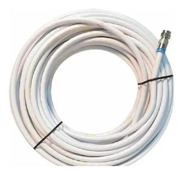 Imagem de Kit Com 3 Cabos Rg6 Branco 10 Metros Conector Montado Cód A2