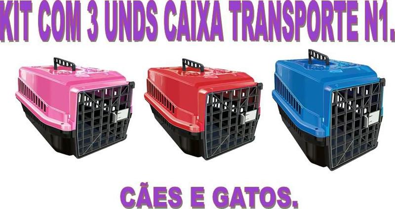 Imagem de Kit com 3 caixas de transporte  n1 caes e gatos