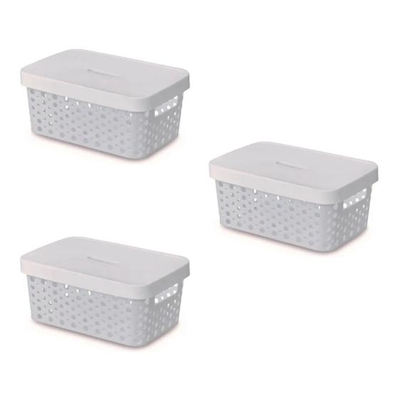 Imagem de Kit Com 3 Caixas Organizadoras Multiuso Rattan 4,5l Branco