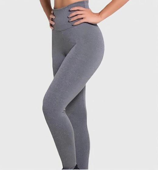 Imagem de Kit Com 3 Calça Leggings Cós Alto Preto/Azul/Cinza