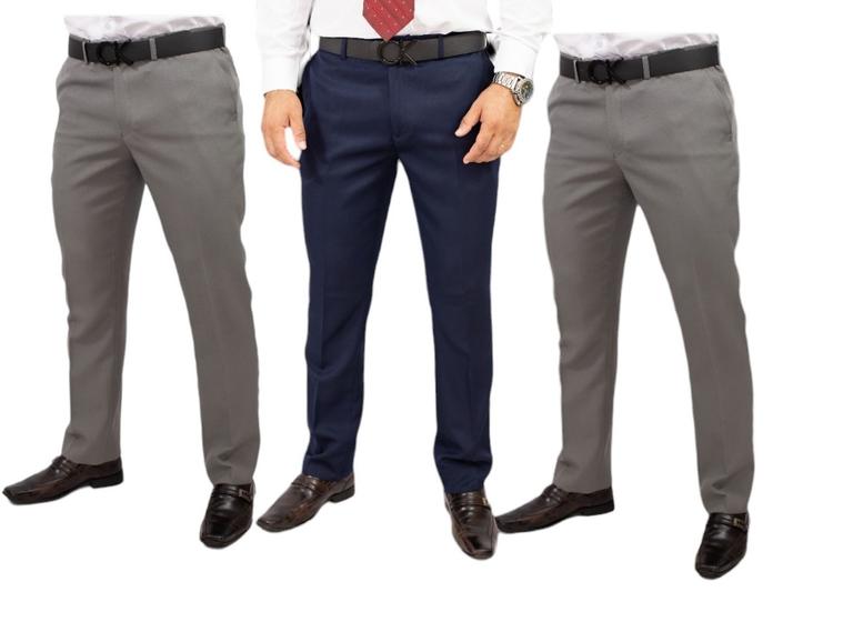 Imagem de Kit com 3 - Calça Social Slim Masculina Qualidade Premium Oxford 3 cores