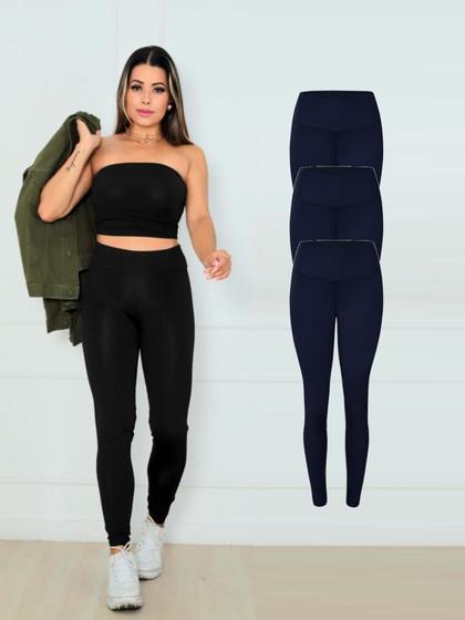 Imagem de Kit Com 3 Calças Leggings Fitness Suplex Feminina