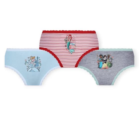 Imagem de Kit com 3 calcinhas infantil em algodão Disney Princesas Lupo