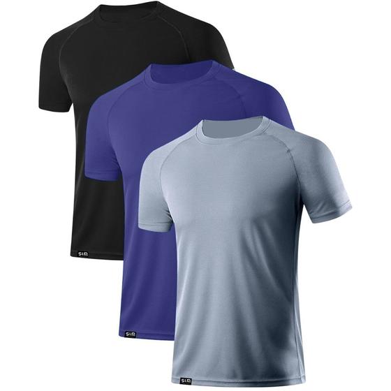 Imagem de Kit com 3 Camisetas Esportivas Dry Tecido Leve Atividade Física Academia