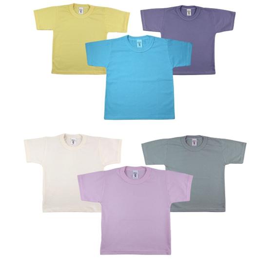 Imagem de Kit Com 3 Camisetas Infantis Básicas Lisa 100% Algodão