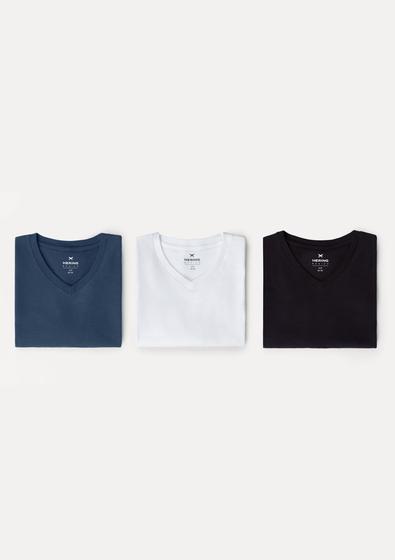 Kit Com 3 Camisetas Masculinas Básicas Slim Gola V Menor preço em Kit Com 3 Camisetas Masculinas Básicas Slim Gola V