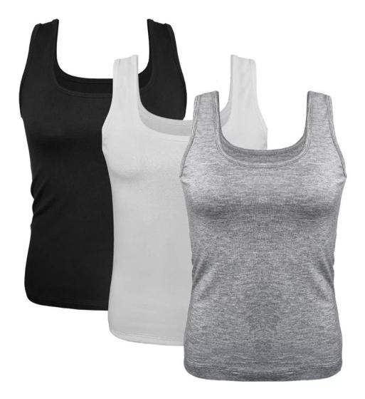 Imagem de Kit Com 3 Camisetas Regatas Feminina Viscolycra