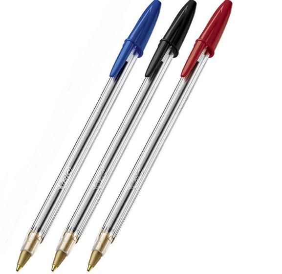 Imagem de Kit com 3 Caneta Bic Cristal - Azul Preta e Vermelha