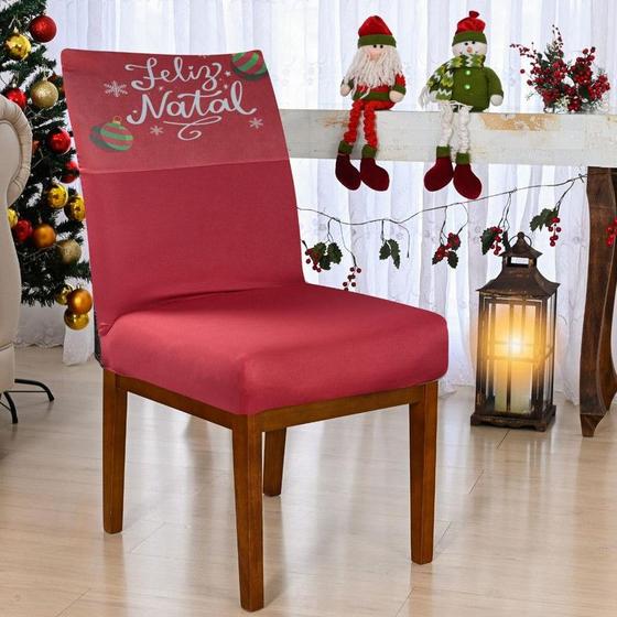 Imagem de Kit com 3 Capa de Cadeira Natal Mesa Jantar Querido Noel Top