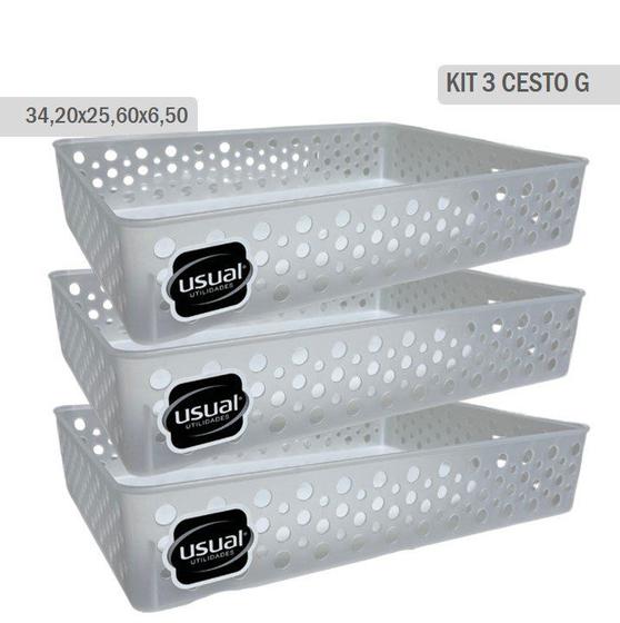 Imagem de Kit com 3 Cestos Translucido G