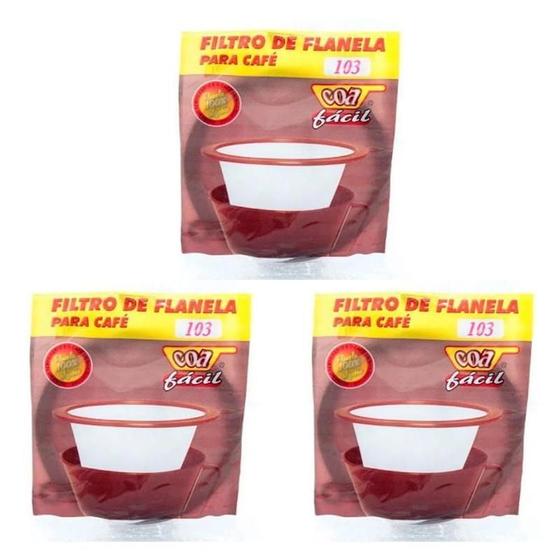 Imagem de Kit Com 3 Coador Filtro De Flanela Para Café Coa Fácil 103